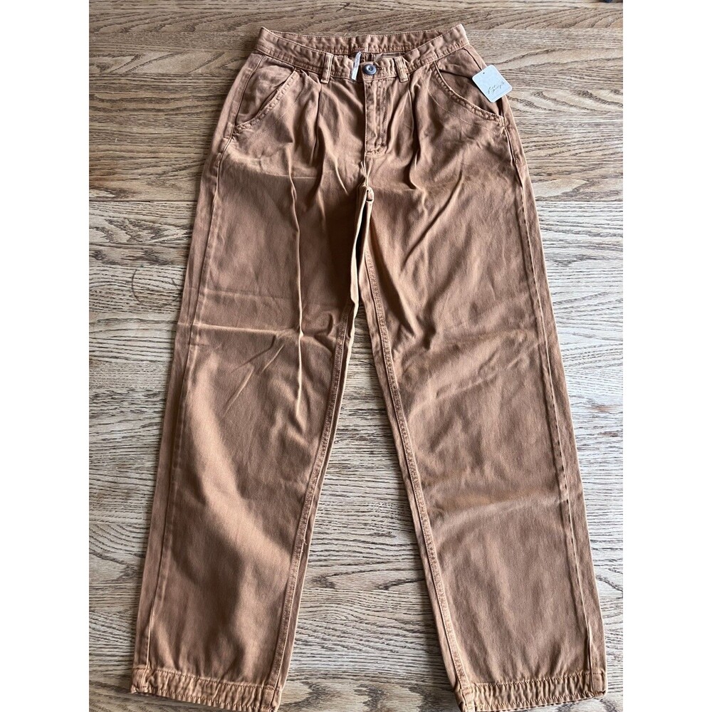 FREE PEOPLE Pants Barrel Leg Cya Later Skate Trouser Baggy Cedar Tan 2 New w Tag